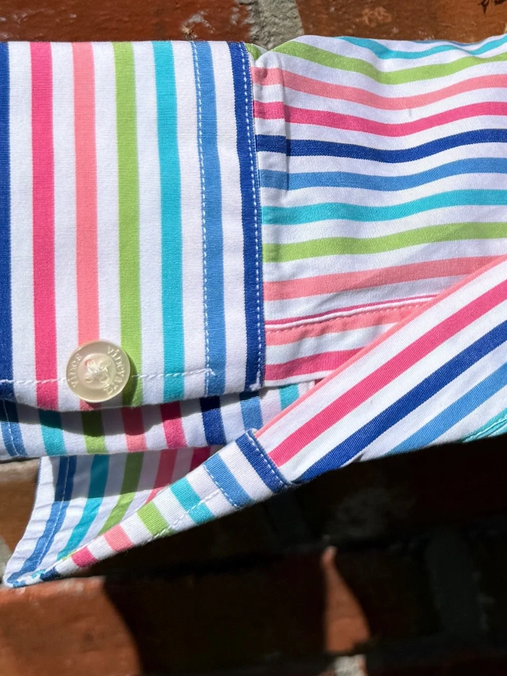 Vineyard Vines Multicolor Stripe Classic fit Murray Button-Down Shirt Size M
